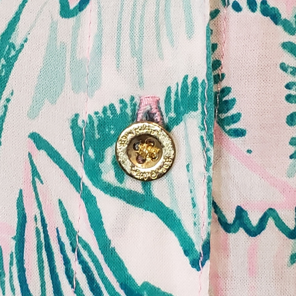 Lily Pulitzer Seaview Button Up Bright Agate Green Colorful Camelflage M… - Picture 7 of 14